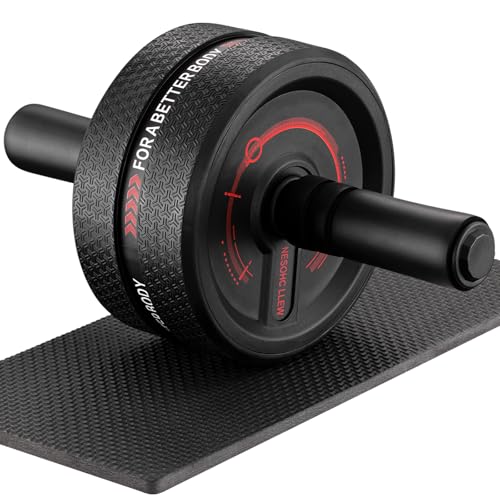 Upgraded Ab Roller Wheel. Abdominal Training Roller for Men/Women, Abdominal Wheels Widened to 3.4 ", Rubber Tread of The Abdominal Wheel Upgraded, Max Weight 490 lbs - color: Red