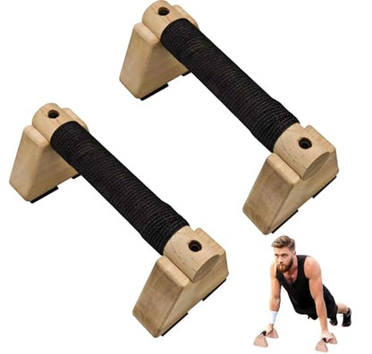 Wooden Parallettes Bars – Pair of 20CM Solid Wood Push Up Bars for Calisthenics, Handstand Training & Strength Workouts, Non-Slip Base Handstand Blocks & Pushup Handles for Home Gym Fitness