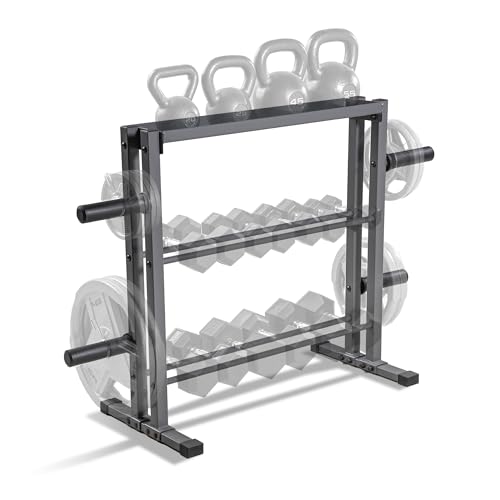 Marcy Weight Storage Organizer Racks for Dumbbells, Kettlebells, Weight Plates - color: Dark Grey Combo Weight Rack