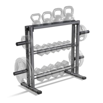 Marcy Weight Storage Organizer Racks for Dumbbells, Kettlebells, Weight Plates - color: Dark Grey Combo Weight Rack
