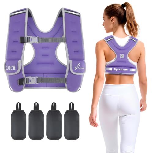 Sportneer Adjustable Weighted Vest Woman: 6-10lb/10-18lb Weighted Vests - color: Purple, size: 6-10 lbs