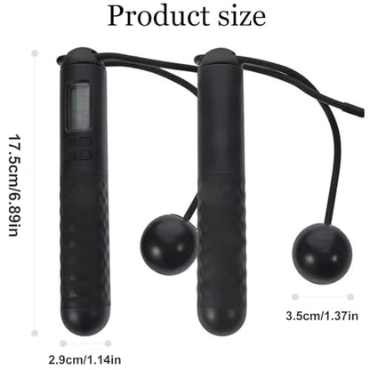 Skipping Rope with Counter, Gravity Ball Jump Rop, Counting Jump Rope, Cordless, Intelligent Digital Jump Rope, Adjustable Skipping Rope for Lose Weight- Black