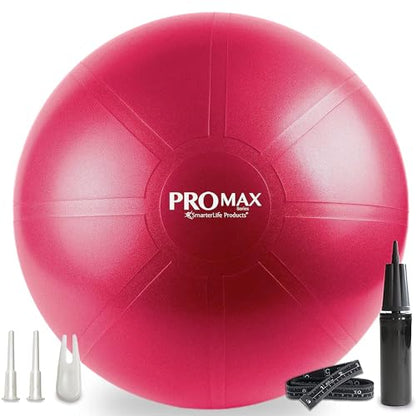 SmarterLife PRO MAX Exercise Ball – Yoga, Stability & Balance Trainer for Core Workouts, Fitness, Physical Therapy, Pregnancy & Office Chair Support – Anti-Slip, Anti-Burst