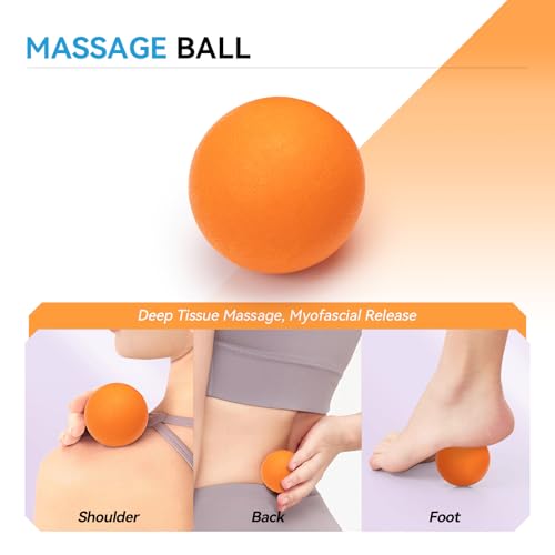 5 in 1 Foam Roller Set, High Density Fitness Exercise Foam Roller for Deep Tissue Muscle Massage, Massage Roller, Massage Ball, Resistance Band, for Whole Body(Orange)