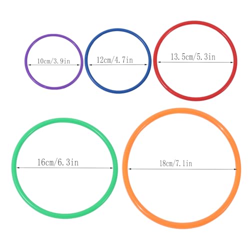 30 Pcs Multicolor Plastic Toss Rings Kids Ring Toss Game Carnival Rings for Speed and Agility Practice Games, Garden Backyard (30 pcs 5 Sizes)