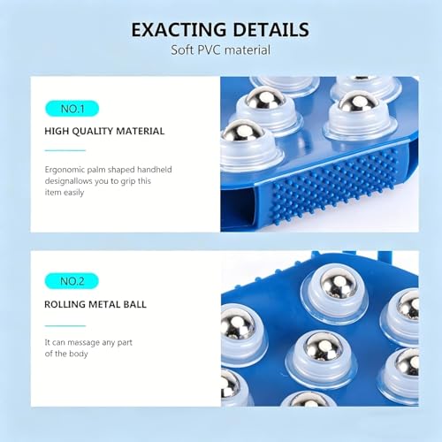 Roller Ball Glove Massager, Lymphatic Massage Tool Gua Sha Fascia Muscle Release for Face, Neck, Back, Abdomen, Legs & Full Body, Medium