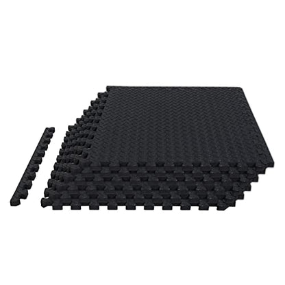 TCE AUPM001BK Interlocking Foam Mat Protective Exercise Workout Puzzle Floor Mat Tiles for Home Gym Equipment - 6 Pieces, 24 Square feet, Black
