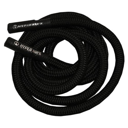 HYPERWEAR Hyper Rope Weighted Short Battle Rope 20 ft / 15 lb – Black - size: 20 ft (15 lb) Black