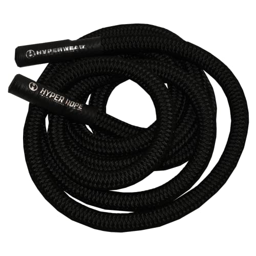 HYPERWEAR Hyper Rope Weighted Short Battle Rope 20 ft / 15 lb – Black - size: 20 ft (15 lb) Black