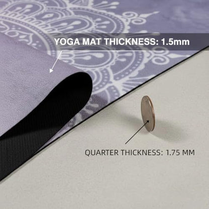 Travel Yoga Mat, Non Slip Exercise Suede Mat with Carry Bag, All-Purpose Fitness Mat with High Density Anti-Tear Surface for Women, Ideal for Pilates Workout (72'' x 24'' x 1.5mm Thick)
