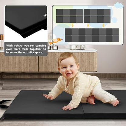 RitFit Upgraded Folding Exercise Mat, 2 Inch Thick Gymnastics Mat - color: Black(2' x 8')