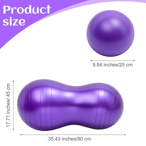 2PCS Peanut Balls 35.43×17.71 inch Exercise Yoga Pregnancy Ball with Pump, Anti Burst Physical Therapy Equipment for Labor Birthing Core Strength Training, Home Gym Fitness