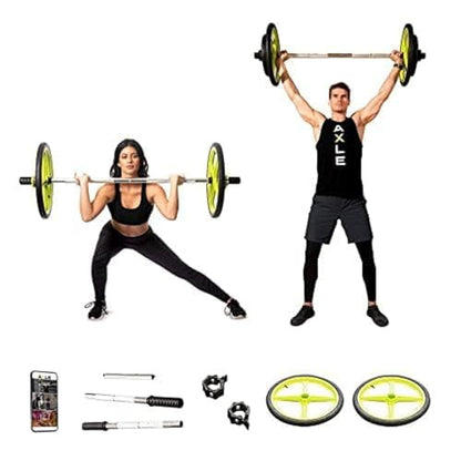AXLE Home Gym Workout Barbells - Barbell Weight Set for Strength Training, Collapsible Equipment for Indoor & Outdoor Workouts for Men, Women, and Youth