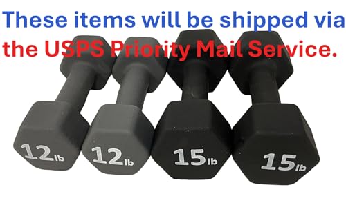 Neoprene Coated Dumbbell Hand Weight Set - style: 54-Pounds total -2 Pairs (12-LB, 15-LB)