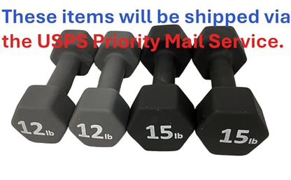 Neoprene Coated Dumbbell Hand Weight Set - style: 54-Pounds total -2 Pairs (12-LB, 15-LB)