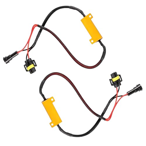 2 PCS Car H11/H8/H9 LED Load Resistor Decoders, 50W Anti Flicker Harness Resistor Kit, Error Free Decoder Warning Canceller for LED Lights, Fog Lights, Universal for Most Vehicles (Black) - color: H11/H8/H9