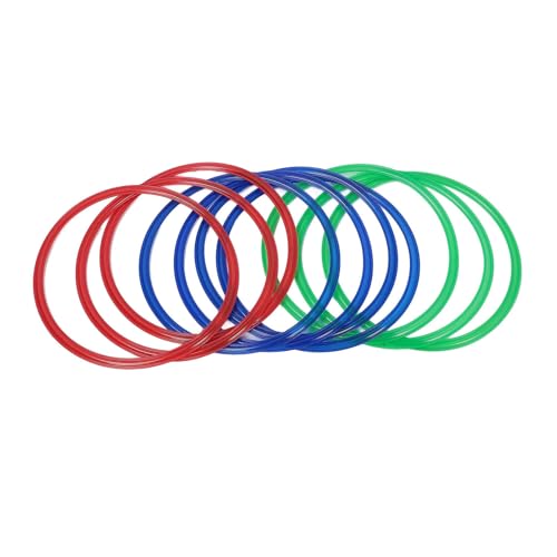 Ring Toss Game, 11in Plastic Rings for Focus Balance and Hand Foot Coordination, Obstacle Course Agility Rings with 10 Connectors for Kids Indoor Outdoor Playground