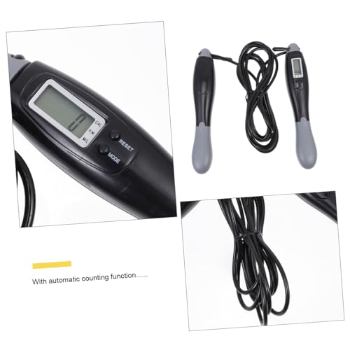 Healeved Digital Counting Jump Rope for Fitness Adults, Steel Wire Skipping Rope with Digital Calorie Counter, Black-grey Long Cord for Home Exercise and Weight Loss Training