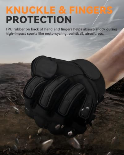 KUMGIM Tactical Motorcycle Gloves with Knuckle Protection Touchscreen - color: Black, size: XX-Large