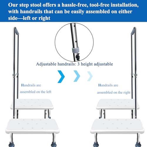 Step Stool with Handle and Non-Skid Platform, Heavy Duty 2 Steps Medical Foot Stool for Adult, Seniors, Handicap Holds up to 350 lbs