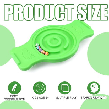Maze Balance Board for Kids Plastic Wobble Rocker Balance Board with Mini Balls Load 220lb Balance Game with Handles for Toddler Balancing Exercise Equipment Game, 24.5 x 11.8 Inch - color: Green
