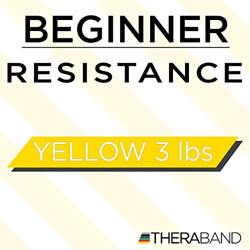 THERABAND Resistance Band Loop, Professional Latex Mini Band for Lower Pilates, Crossfit, Yoga, Stretching, Physical Therapy, Strength Training without Weights, 18 Inch, Yellow, Thin, Beginner Level 1 - color: Yellow - Thin, size: 18 Inch