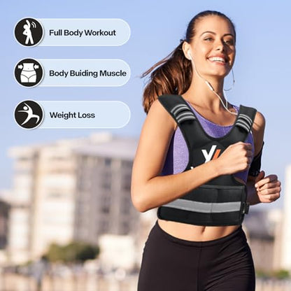 Weighted Vest Women Men - Adjustable Weighted Vest Woman with 6 Ironsand Weights, 4-10lb/11-20lb/21-32lb Vest for Walking, Running, Fitness, Strength Training, Workouts - size: 20-32lb