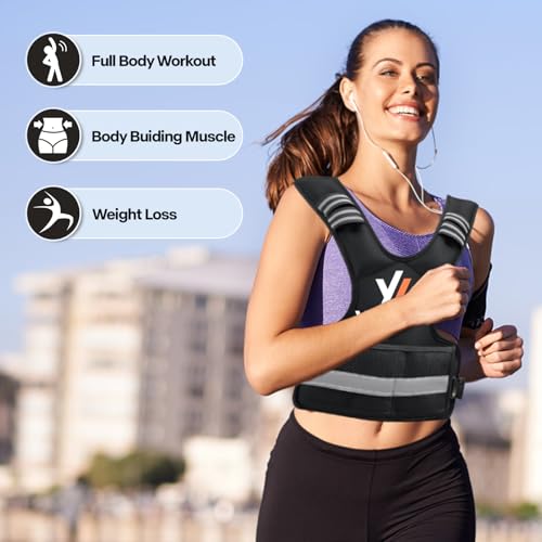 Weighted Vest Women Men - Adjustable Weighted Vest Woman with 6 Ironsand Weights, 4-10lb/11-20lb/21-32lb Vest for Walking, Running, Fitness, Strength Training, Workouts - size: 11-20lb