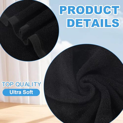 6 Pack Bamboo Fiber Washcloths Face Towels for Body - color: Black