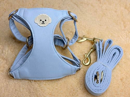 AetruffyPet 100% Cotton Dog Harness and Leash Set – Soft Breathable Vest for Small Dogs, Adjustable No-Choke Design, Lightweight Walking Set (XS/S/M) (Blue, S) - color: Blue, size: S