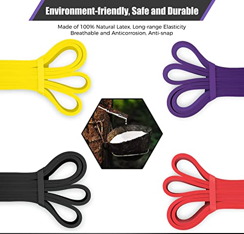 VEICK Pull Up Assist Resistance Bands for Home Gym - color: Purple/Black/Red/Yellow Set of 4 (0.3-1.1in)