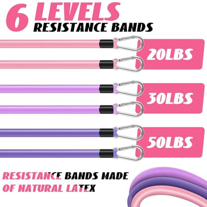 Pilates Bar Kit with Resistance Bands, Olodeer Pilates Reformer Exercise Bar with Ab Roller at Home Workout Equipment, Pilates Bar Set for Full Body Training Women & Men