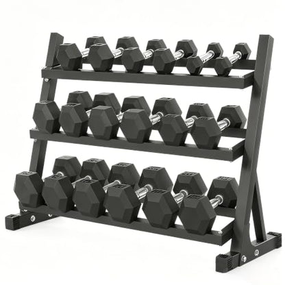 350/450/550 lbs Dumbbell Set with Rack for Women Men - Coated Rubber Hex Weights for Home Gym Weight Training, Multiple Lbs Neoprene Dumbbells with Storage Rack - Black - style: 450 lbs