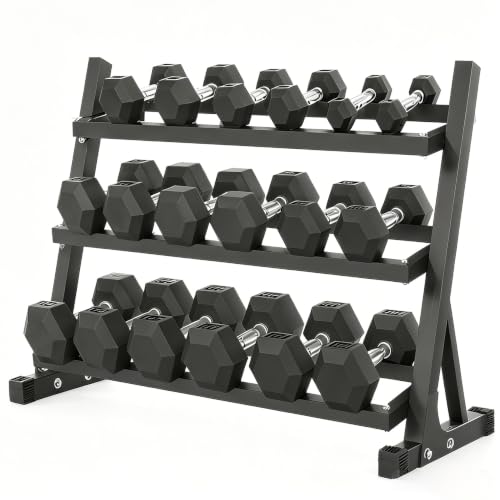 350/450/550 lbs Dumbbell Set with Rack for Women Men - Coated Rubber Hex Weights for Home Gym Weight Training, Multiple Lbs Neoprene Dumbbells with Storage Rack - Black - style: 450 lbs