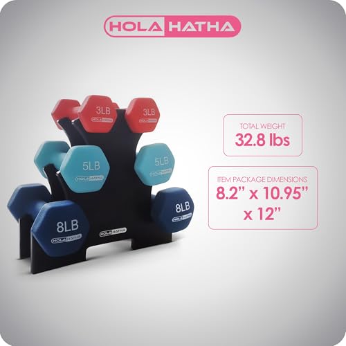 Neoprene Dumbbell Weights Set w/Rack, Home Gym Equipment - Portable Weighted Exercise Dumbbells for Fitness, Training, and Lifting Workouts