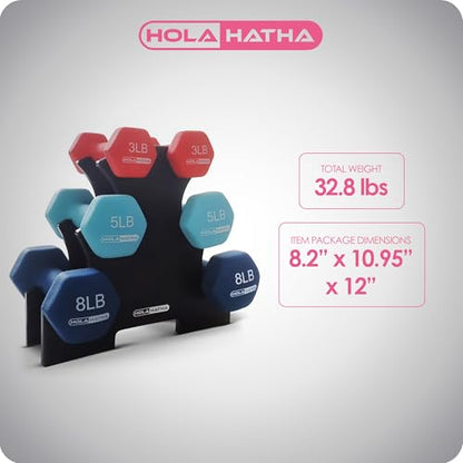 Neoprene Dumbbell Weights Set w/Rack, Home Gym Equipment - Portable Weighted Exercise Dumbbells for Fitness, Training, and Lifting Workouts