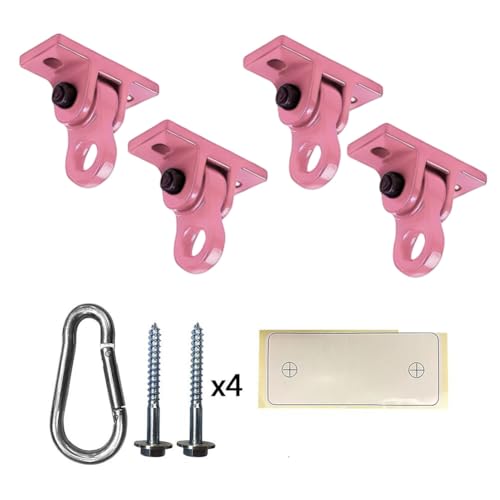 ABUSA Heavy Duty Pink Swing Hangers Screws Bolts Included Over 5000 lb Capacity Playground Porch Yoga Seat Trapeze Wooden Sets Indoor Outdoor (4 Pack) - color: 4 Packs Pink, size: 4 Pack