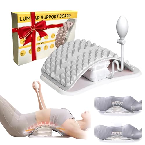 Pneumatic Back Stretcher For Lower Back Pain Relief - Stepless Air-Adjustable Lumbar Support Board With Extra-Wide Panel & Spinal Decompression Muscle Relaxation Spine Stretcher Back Cracker (Grey)