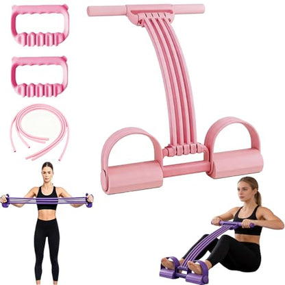 Pedal Resistance Band with Handle, 2026 New Upgraded 8-Tube 3-in-1 Multi-Function Foot Pedal Puller for Back Stretch & Chest Expand, Portable Latex Fitness with 4 Extra Replacement Tubes
