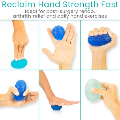 Vive Squeeze Balls for Hand Therapy Set (4 Pack) - Grip Strengthener Occupational Exercise Equipment for Arthitis, Parkinsons, Stroke, Carpal Tunnel Recovery - Stress Relief Massage Putty Finger Toy
