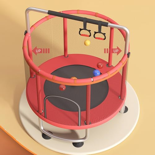60'' Indoor Outdoor Rebounder Trampoline for Kids, 5 FT Recreational Toddler Trampoline with Safety Enclosure Net Gifts with Basketball Hoop Dartboard Ocean Bal