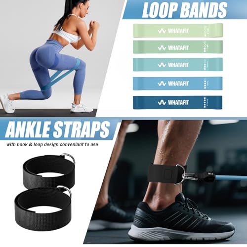 WHATAFIT Resistance Bands with Handles, 5-Level Exercise Bands for Workout - color: Blue 16PCS
