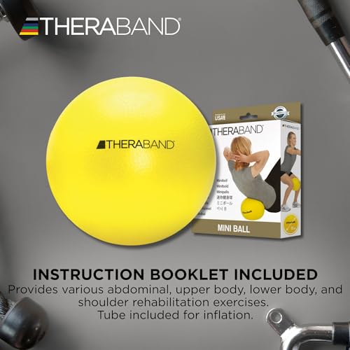 THERABAND Mini Ball, 9-Inch Pilates & Yoga Exercise Ball, Small Inflatable Core Ball for Stability, Balance, Rehab, Physical Therapy & At-Home Workouts, Soft Non-Slip Surface, New Version