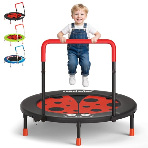 Premium 3FT Foldable Toddler Trampoline for Kids Ages 3-6, 36 Inch ASTM Certified Mini Trampoline with Adjustable Handle, 100 lbs Capacity, Quiet Elastic Bands, Safe for Indoor Outdoor Use - style: Black