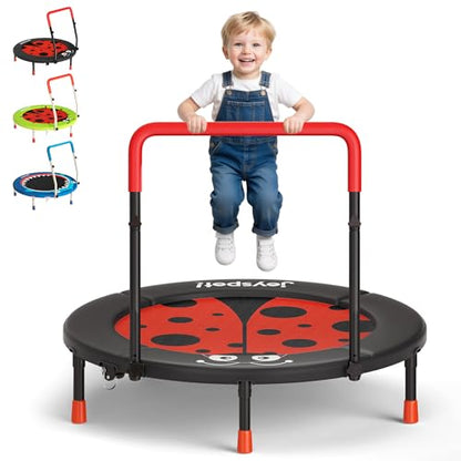Premium 3FT Foldable Toddler Trampoline for Kids Ages 3-6, 36 Inch ASTM Certified Mini Trampoline with Adjustable Handle, 100 lbs Capacity, Quiet Elastic Bands, Safe for Indoor Outdoor Use - style: Black