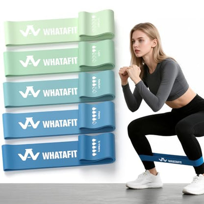 WHATAFIT Resistance Loop Exercise Bands, Latex Elastic Workout Bands for Men and Women, for Home Fitness, Stretching, Strength Training