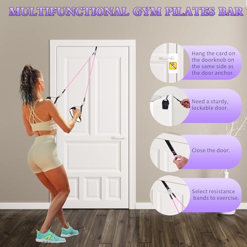 Pilates Bar Kit with Resistance Bands,Pilates Bar with Stackable Bands Workout Equipment for Legs,Hip,Waist and Arm,Exercise Fitness Equipment for Women & Men Home Gym Yoga Pilates - color: Dark Purple