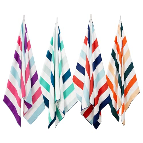 Exclusivo Mezcla 4 Pack Microfiber Quick Dry Beach Towels, Large Lightweight Sandfree Pool Towels for Swimming Camping Travel with Bag (Multi, 30x60 Inches)