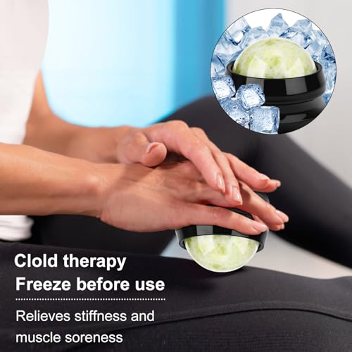 ideayard Cold Massage Roller Ball, Massage Stone Tool Jade Ball for Cold & Heat Relief Sore Muscles, Shoulders, Arms, Neck, Back, Feet, Body - color: Black