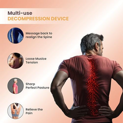 Ergonomic Back Stretcher for Lower Back Pain Relief. Lumbar Support with Acupressure Points. Portable Spine Deck for Lower Back&Posture Correction. Back Cracking Device with 4 Adjustable Levels (Pink)